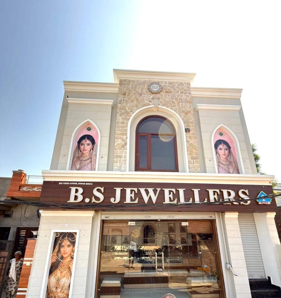 B.S Jewellers front elevation signage by Sonu Arts